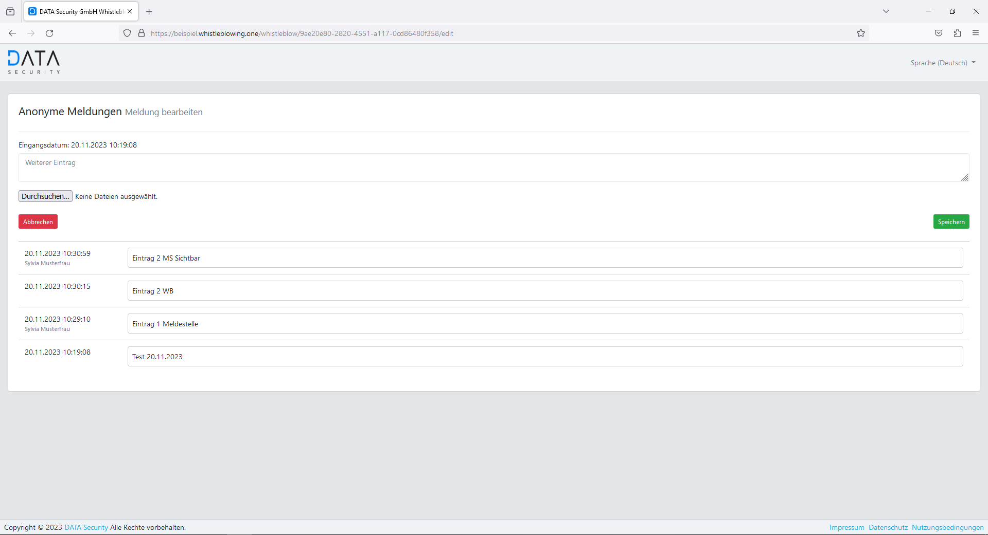 Ansicht Hinweisgeber